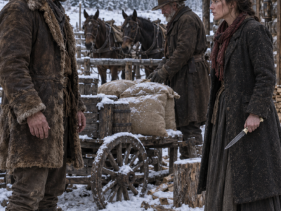 Her Father Traded Her for Oats and Salt Before the Mountain Winter—But When Elo Accused the Feared Trapper of Buying Her Too, Bram Harker Put the Supplies Down, Stepped Away From Her, and Said the One Thing Her Own Family Never Had: “You Have a Choice.”