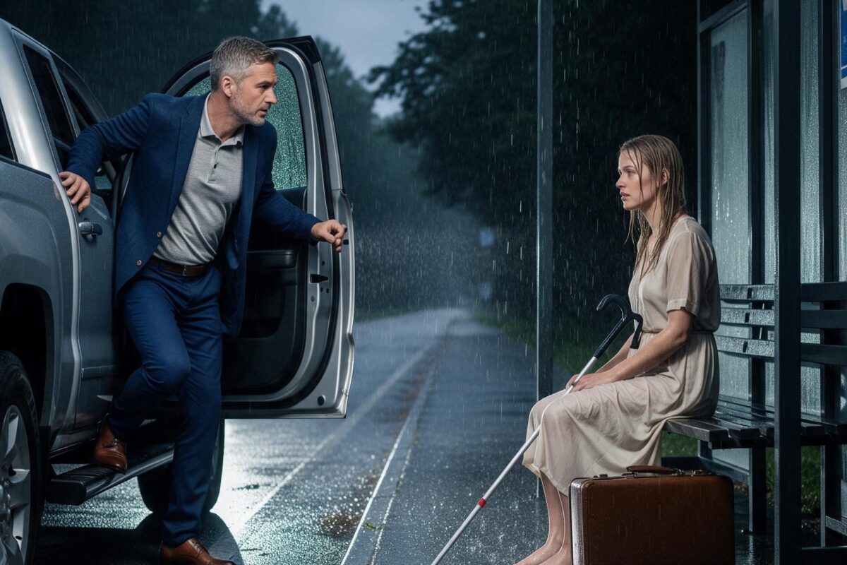 A Blind Young Woman Was Abandoned at a Dead Bus Stop in the Pouring Rain—Then a Guarded Single Dad Took Her Home, Never Imagining the Stranger in His Guest Room Would Become the Woman Who Taught Him How to Love Again
