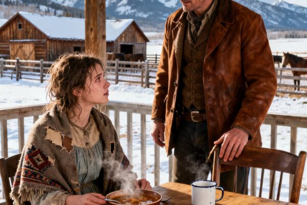 THE STARVING WIDOW ASKED FOR SCRAPS, BUT THE RICH RANCHER MADE ROOM FOR HER AT HIS TABLE
