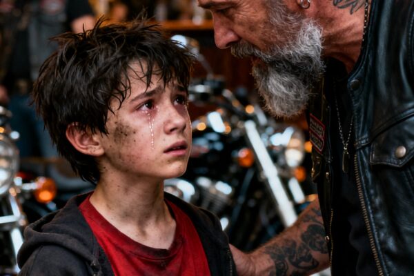 THE BIKERS SAVED A 9-YEAR-OLD RUNNING FOR HIS LIFE – THEN THE HIDDEN RECORDING EXPOSED HIS FATHER