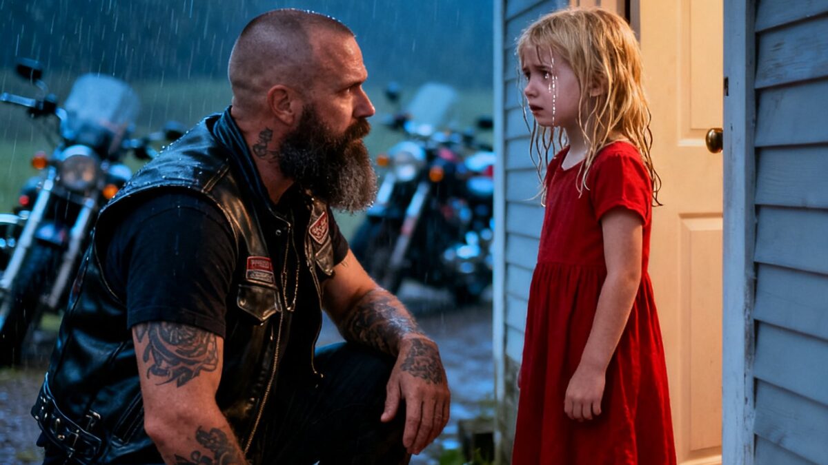 A HELLS ANGEL WAS READY TO DISAPPEAR FOREVER – THEN A FREEZING LITTLE GIRL KNOCKED ON HIS DOOR AND CALLED HIM DAD