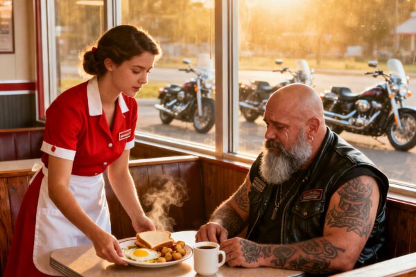 THEY ALL IGNORED THE HELLS ANGEL – UNTIL ONE WAITRESS RISKED EVERYTHING TO TREAT HIM LIKE A HUMAN BEING