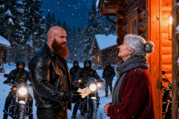 SHE SHELTERED 20 FREEZING BIKERS ON THE NIGHT SHE WAS ABOUT TO LOSE EVERYTHING – BY MORNING, 843 ANGELS WERE KNEELING IN HER SNOW