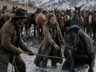 The Cowboy Reached for a Stronger Rope When His Lead Mare Refused the Salmon River—Then the Woman He’d Hired Stepped Between Them, Pointed to an Old Scar, and Revealed She Had Once Cut That Same Horse Free While Her Own Brother Disappeared Downstream