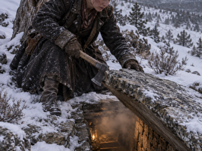They Forced Her Off Her Wyoming Ranch As a Blizzard Closed In—But When She Opened the Stone Door Her Father Had Hidden Beneath the Mountain, Warm Air, Winter Stores, and a Notebook Revealed Why Powerful Men Had Wanted Their Land Before He Was Even Dead