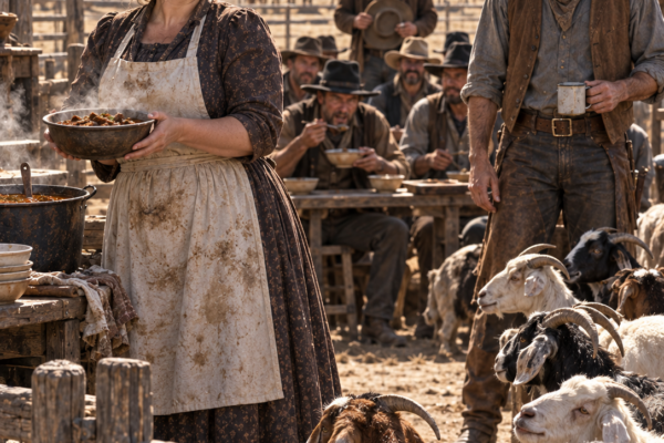 The Rancher Laughed When Eleanor Basset Said Goat Meat Could Save His Drought-Stricken Texas Ranch—Then His Cowboys Cleaned Their Bowls, a Banker Tried to Take His Land, and the Cook He Had Dismissed Built a Business Strong Enough to Make Him Change What He Thought She Was