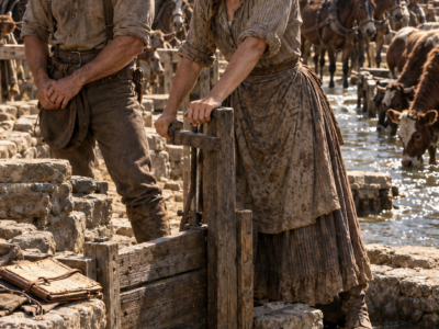 They Laughed When Nora Prescott Cleared a “Dead” Montana River Bend—Then the Drought Came, Every Freight Wagon Turned Toward Her Water, and the Quiet Carpenter Who Had Helped Her Rebuild Stood Beside the Shore as the Men Who Mocked Her Asked Permission to Enter