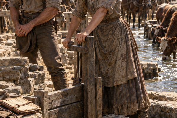 They Laughed When Nora Prescott Cleared a “Dead” Montana River Bend—Then the Drought Came, Every Freight Wagon Turned Toward Her Water, and the Quiet Carpenter Who Had Helped Her Rebuild Stood Beside the Shore as the Men Who Mocked Her Asked Permission to Enter