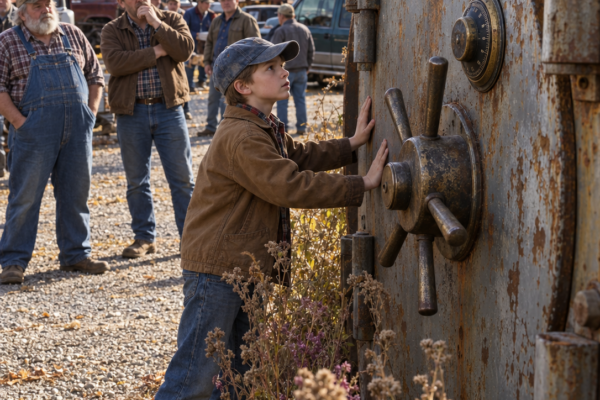 A 12-Year-Old Spent Every Dollar He Had on a Six-Ton Bank Vault Door Everyone in Town Called Scrap — Then His Grandfather’s Old Ledger Revealed Why the Door Had Stayed Locked Since 1959 and Why Nobody Was Allowed to Cut It Open