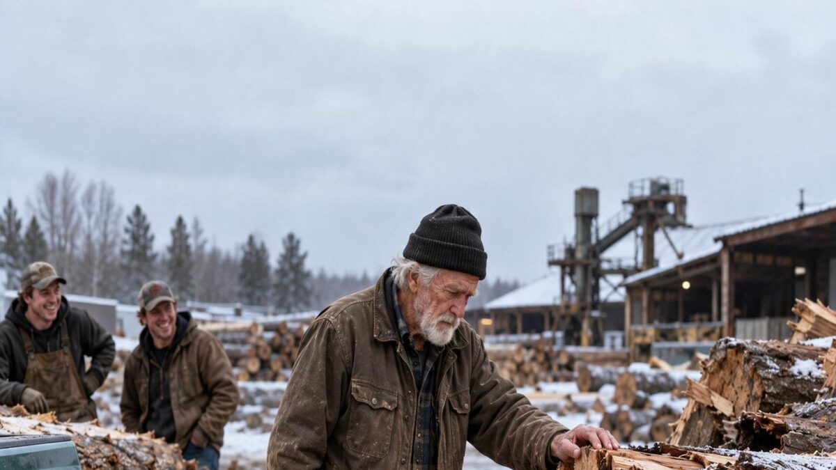 they laughed when the 78-year-old farmer hauled away the mill’s broken storm logs—then one polished board made the buyer stop, stare, and name a new price