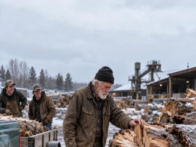 they laughed when the 78-year-old farmer hauled away the mill’s broken storm logs—then one polished board made the buyer stop, stare, and name a new price