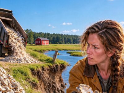 the seafood plant dumped mountains of oyster shells—then a widow used them to stop the creek from swallowing the farm her husband died trying to save