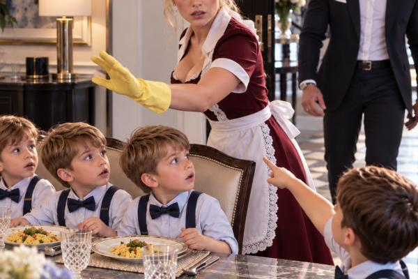 The most feared mafia boss in Chicago came home three hours early and found his housekeeper secretly feeding four identical little boys at the dining table no one had touched since his wife died. He was about to demand an explanation when one boy pointed at him and asked, “Elena, is that the man from the picture?” The spoon fell from her hand.
