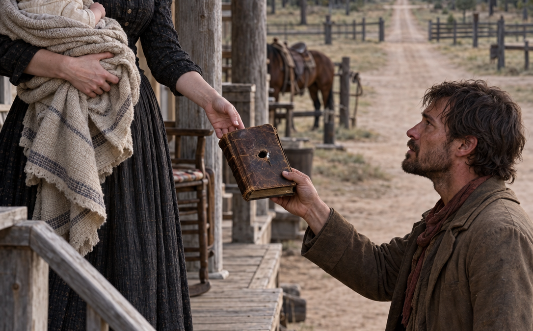 Eliza Waited for Her Husband to Come Home From the War—But a Texas Cowboy Rode Up Carrying Jonah’s Bullet-Torn Bible, Told Her He Had Died Saving Another Man, and Agreed to Stay Only One Winter Until She Could Face the Ranch and Her Baby Alone