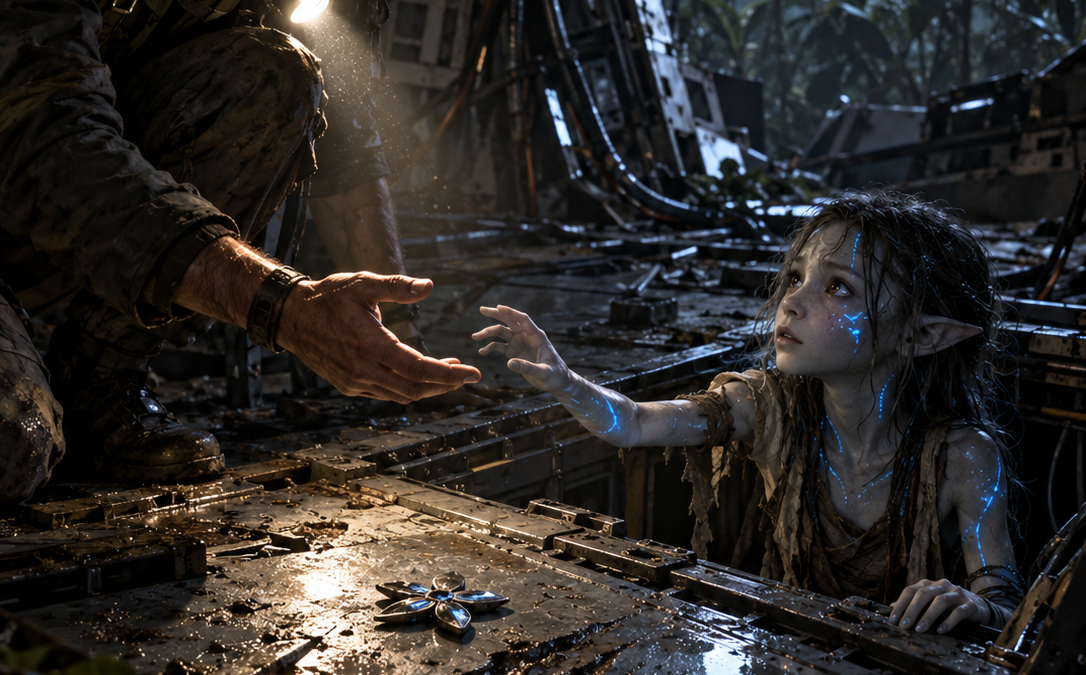 A Salvager Found a Terrified Alien Girl Hiding Inside a Crashed Ship—Then She Whispered “Not First,” and When Armed Strangers Came to Reclaim Their “Property,” He Realized the Monsters Hunting Her Were Only Part of What Someone Had Built This Moon to Hide